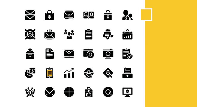 Comprehensive vector icon set for business, finance, and communication, ideal for web design, mobile apps, and corporate presentations