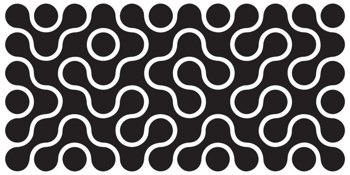 Pattern of black metaballs isolated on white background. Modern geometric shapes of liquid connected drops. Vector illustration.