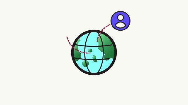 4k footage animation of global career global community animation. Creative flat design animation for web banner, business presentation