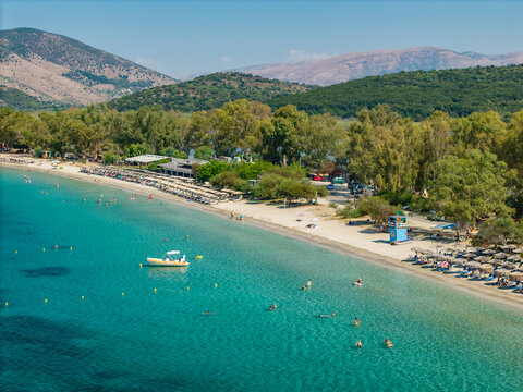 Aerial View of Drepano Beach and Lagoon, Igoumenitsa, Greece