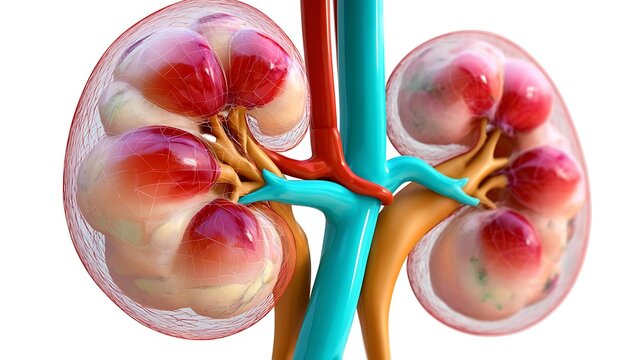human ureters and kidneys anatomy illustration