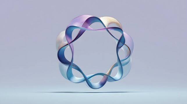 Futuristic Glossy Metallic Circular DNA Helix Structure on Abstract Background