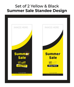 Summer Sale Black and Yellow Standee Banner Design for Retail Promotion
