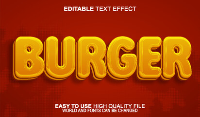 Fototapeta premium Juicy Burger Fastfood Delicious Classic Typography Design Vector Fully Editable Smart Object Text Effect