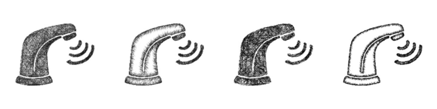 Sketch touchless faucet icon design set