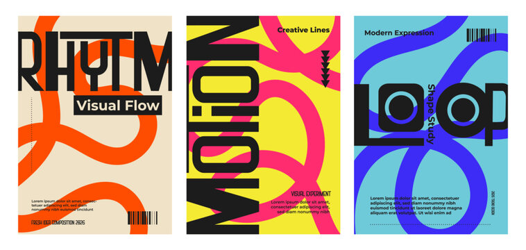 Vibrant abstract poster with flowing shapes and typography.