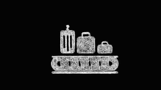 Sketch luggage carousel icon animation - smooth progressive reveal