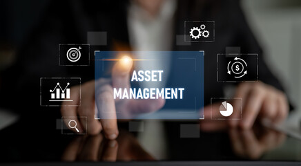 Fototapeta premium Asset management system showing investment planning, financial goal tracking, ROI analysis, and performance monitoring for efficient resource utilization Latch