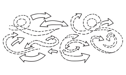 Fototapeta premium Hand Drawn Scribble Arrows and Swirl Directions Set – Doodle Navigation Elements