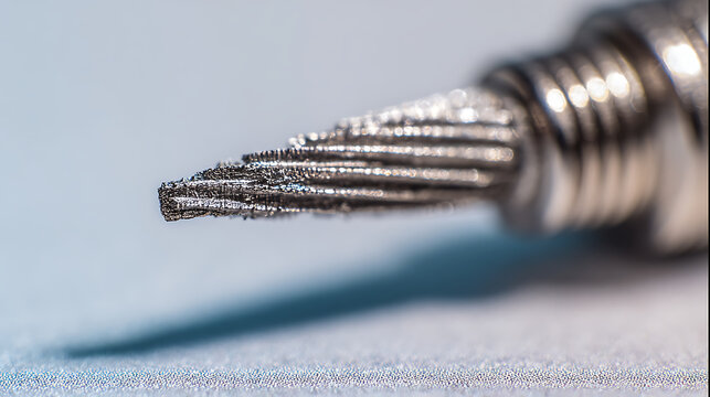 Closeup of a metallic tool tip symbolizing growth and future success
