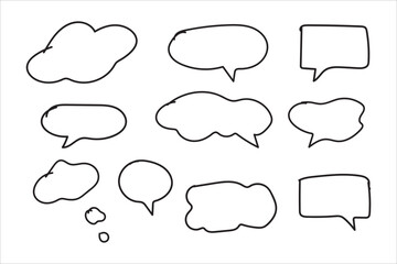 Fototapeta premium Hand drawn speech bubbles set, comic style, conversation design elements