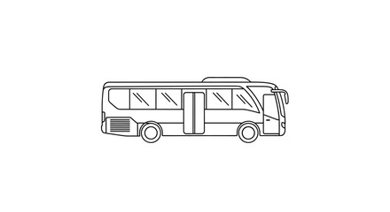 Outline illustration of a modern passenger bus on a white background © Tani