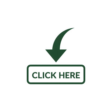 Click here arrow green button with arrow isolated on transparent background for web design