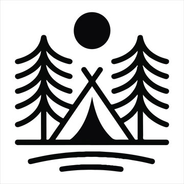 Camping vector art logo gesign black and white