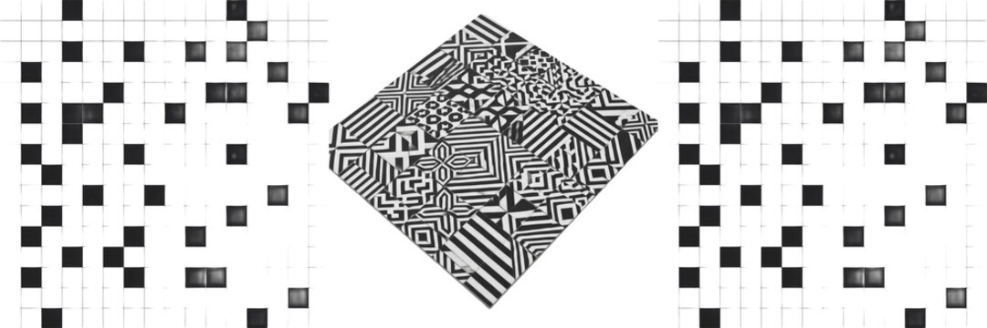 Set and collection of optical illusion geometric pattern isolated on transparent PNG background