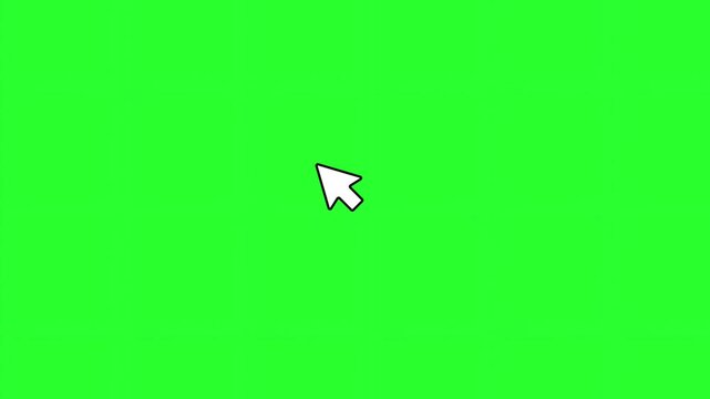 A video of a white computer mouse cursor on a green screen background