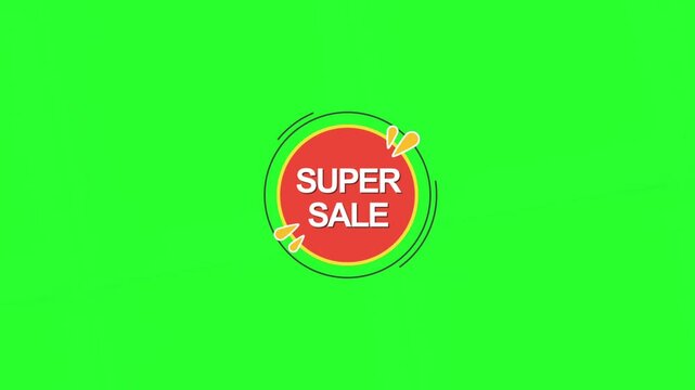 A video showcasing a super sale promotion on a green background