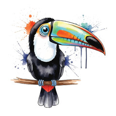 Fototapeta premium Colorful Toucan Bird Sitting on Branch.