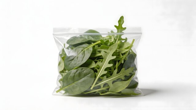 Bag of fresh green leafy vegetables