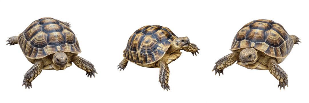Set and collection of sea turtle isolated on white transparent png background