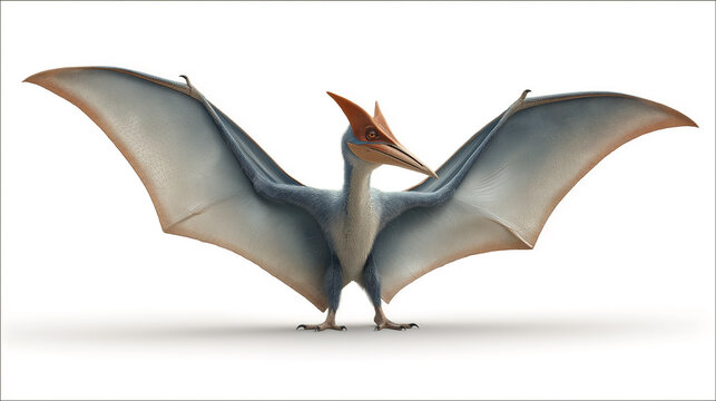 Pteranodon flying reptile with wings spread wide isolated on white background realistic render