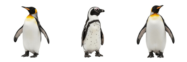 Set and collection of small penguin isolated on white transparent png background © photoland