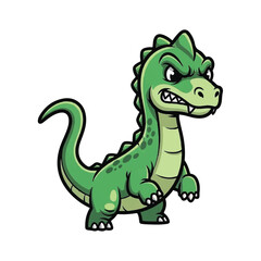 Fototapeta premium Cartoon dinosaur with sharp teeth standing.