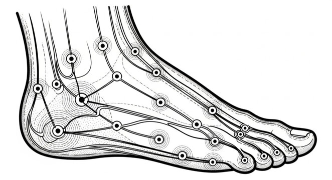 Acupuncture points on human foot diagram.