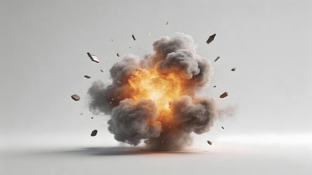 Explosion with debris and smoke