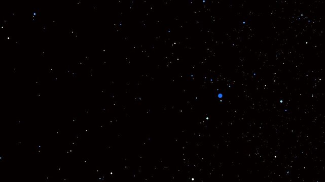 Floating blue and white particles on a transparent background. Versatile alpha channel overlay for space, technology, science, and abstract digital motion graphics.