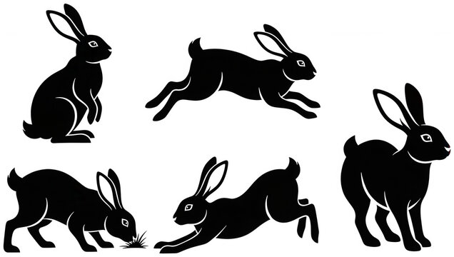 black rabbit png jumping hare cutout running bunny png wild animal cutout leaping rabbit png black silhouette cutout hopping hare png easter bunny cutout isolated transparent background image