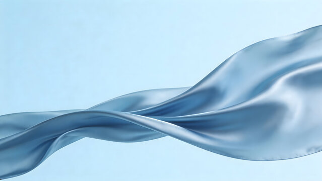 Flowing blue fabric on light background