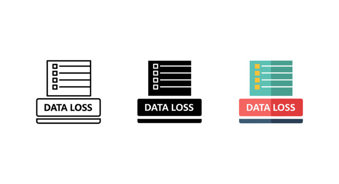 Data loss icons, database error symbols, file corruption