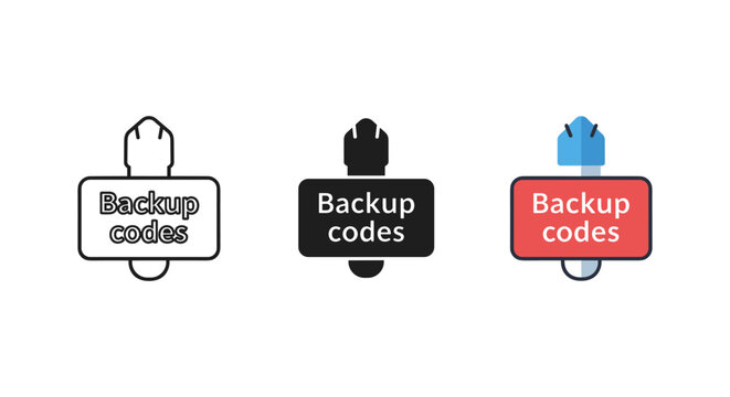 backup codes icons in black white and color