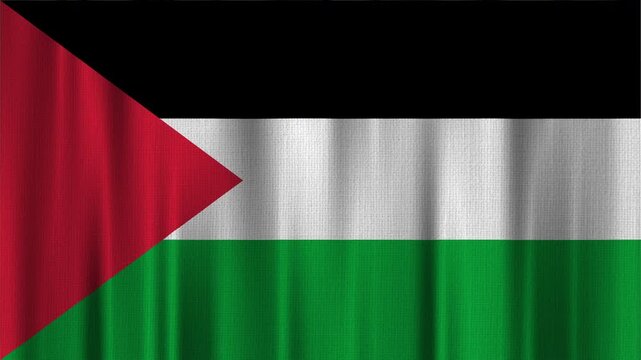 Palestine flag waving in the wind with high quality fabric texture
