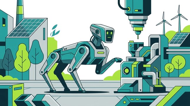 Futuristic Quadruped Robot Assisting In Green Manufacturing