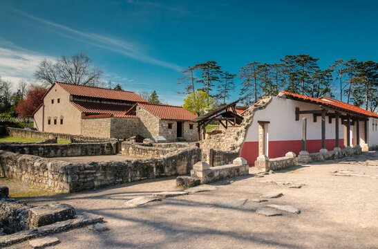 Side view of Roman buildings in Carnuntum