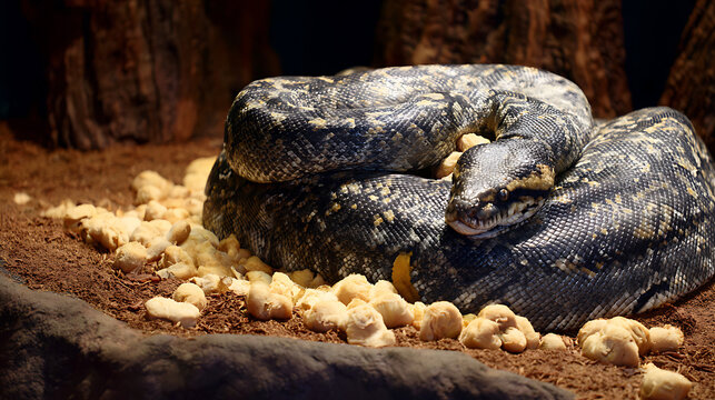 Coiled snake resting on ground symbolizing growth and future success