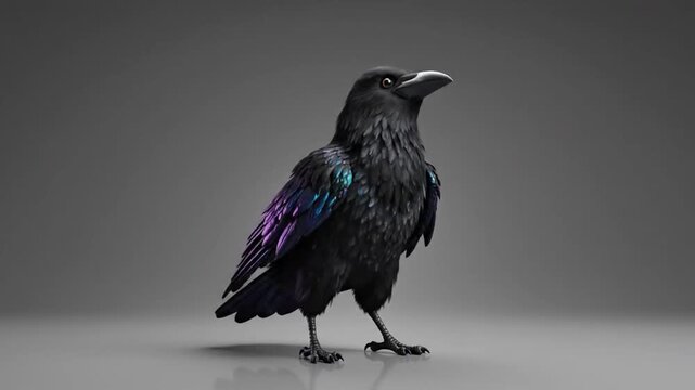 Realistic crow dance with CG fur rendering and VSRExport technology in a studio setting
