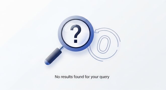 A digital illustration depicting a magnifying glass with a question mark and a faded zero, symbolizing no search results found for a query.