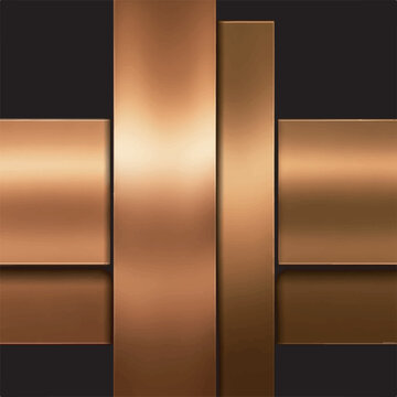 Abstract geometric pattern featuring overlapping metallic bronze and copper rectangles on a dark background, creating a modern and elegant design.
