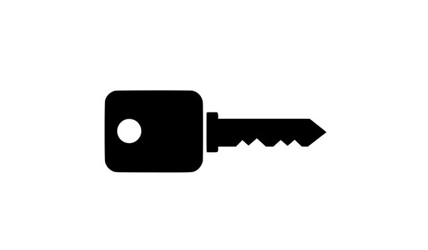 Black vector house key icon for web, apps, and property-related designs