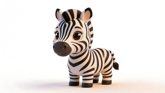 Cute cartoon zebra on white background
