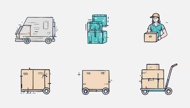 comprehensive collection of moving service vector icons, 