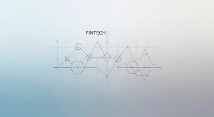Obraz premium Abstract geometric blueprint of financial technology concepts, visualizing data trends and market analytics with clean lines on a soft gradient background.