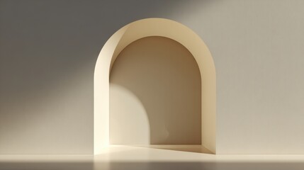 Fototapeta premium Sunlight Illuminating An Archway Interior With Textured Wall And Soft Shadows Creating An Atmosphere Of Serenity And Minimalism
