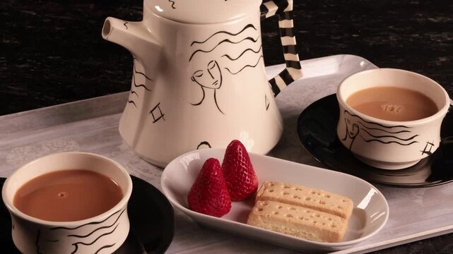 Afternoon Tea with Shortbread and Strawberries 3