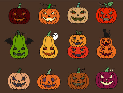 halloween pumpkins set