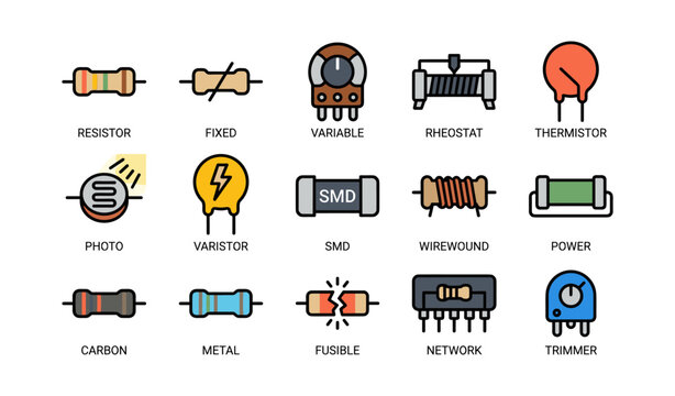 Various resistor and component symbols shown on white background