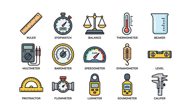 Measurement instruments displayed in grid on white background